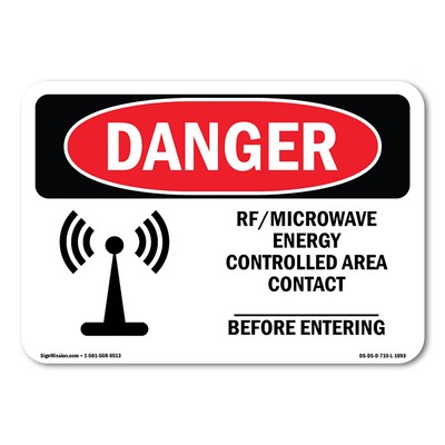 Rf Microwave Energy Controlled Area Custom ANSI Danger Sign Metal Plastic Decal