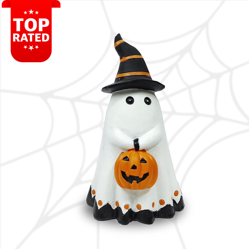 Large White Ghost Sculpture Ceramic Halloween Ornament Home Decor Figure
