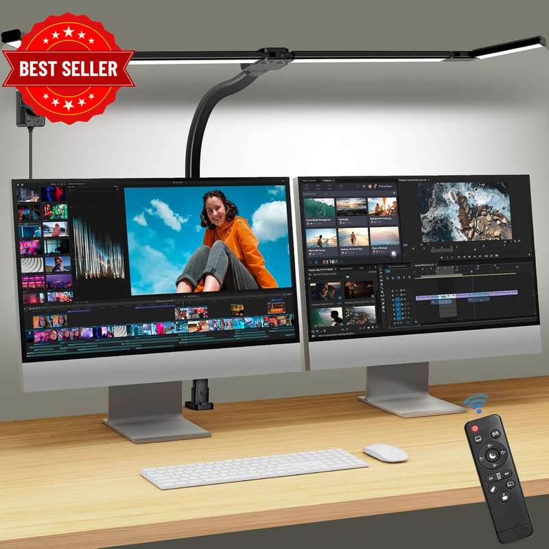 Desk Lamp for Home Office, Extra Width 24W Bright LED Desk Light with Adjustable