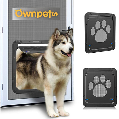 Pet Screen Door Puppy Dog Cat Automatic Lockable Magnetic Flaps Gate Entry Frame