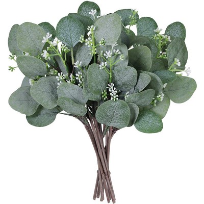 Supla 10 Pcs Artificial Seeded Eucalyptus Leaves Stems Bulk Artificial Silver...