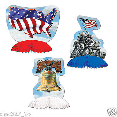 3 PATRIOTIC 4th of July Party MINI Table Decorations PATRIOTIC Playmates 5 1/2