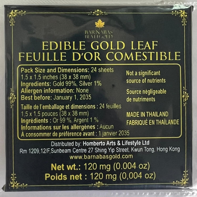 Edible Gold Leaf 24K - Cake Decorations, Loose Gold Leaf Sheets for Cupcakes - 1