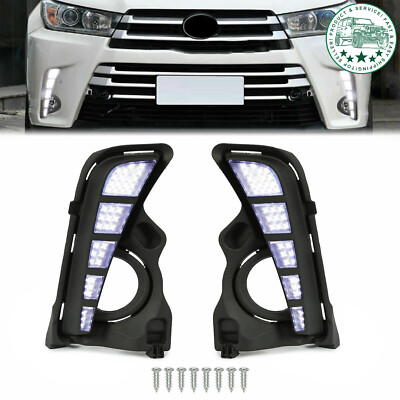For Toyota Highlander 2017-2019 LED DRL Daytime Running Lights Driving Fog Lamps