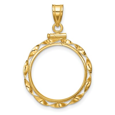 Pre-owned Jewelry Stores Network 14k Yellow Gold Twisted Ribbon Screw Top Us Dime Coin Bezel