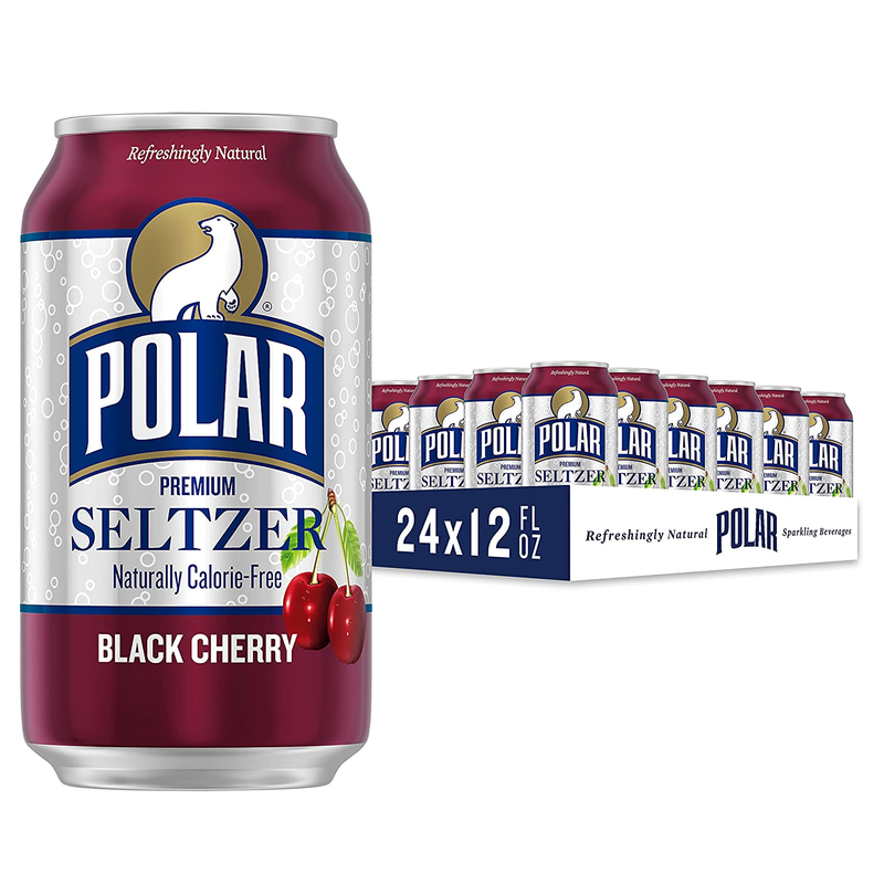 Polar Seltzer Water Black Cherry, 12 Fl Oz Cans, 24 Pack