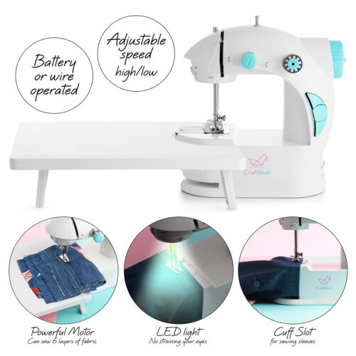 Mini Sewing Machine for Beginners Kids Guide Book and Fabric Squares 122 PC Kit
