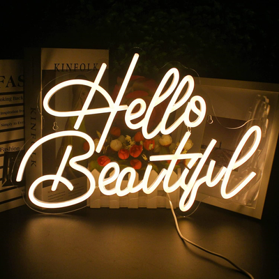 Hello Beautiul white Neon Signs, LooKLight Led Neon Light fo