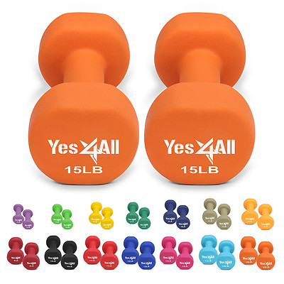 Yes4all Neoprene Dumbbell Weight Set For Home Gym - Weight Set: 2 - 20 Lb