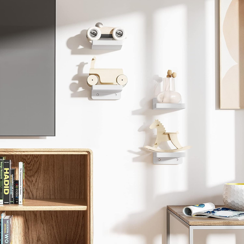 Small Floating Shelves Wall Mounted, 4 Inch Wood Shelf for Decoration and Storag