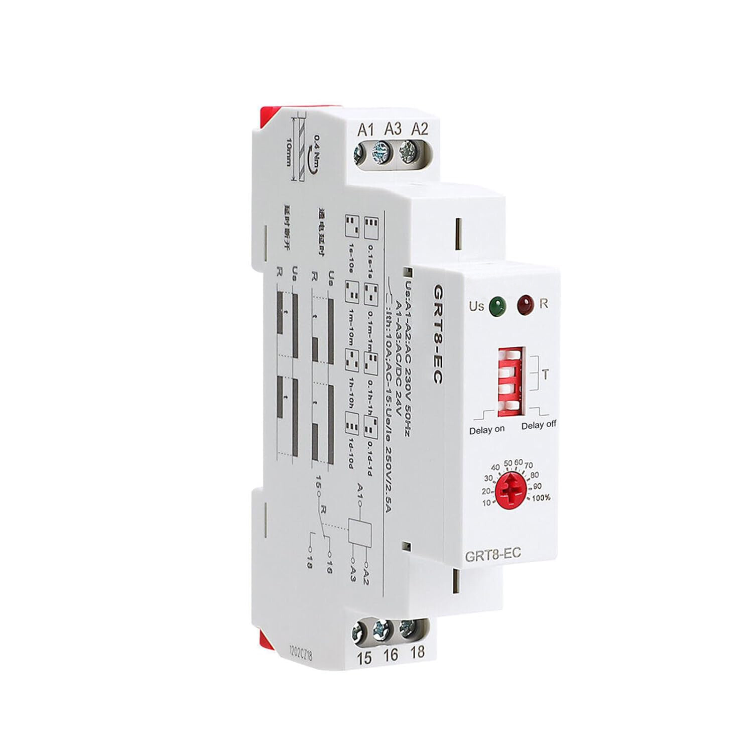 GRT8-EC AC220V/DC24V 10A Dual Function Timer Relay On Delay Or Off Delay Relay