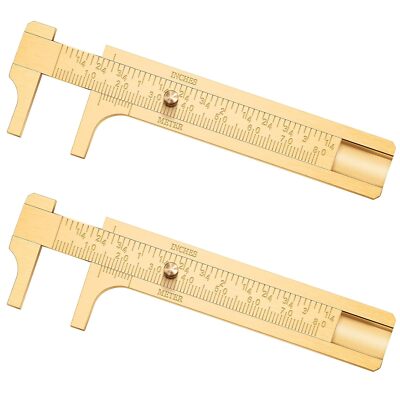 2 Pcs Brass Vernier Caliper Pocket Caliper Handy Caliper Measuring Mini Tool Dou