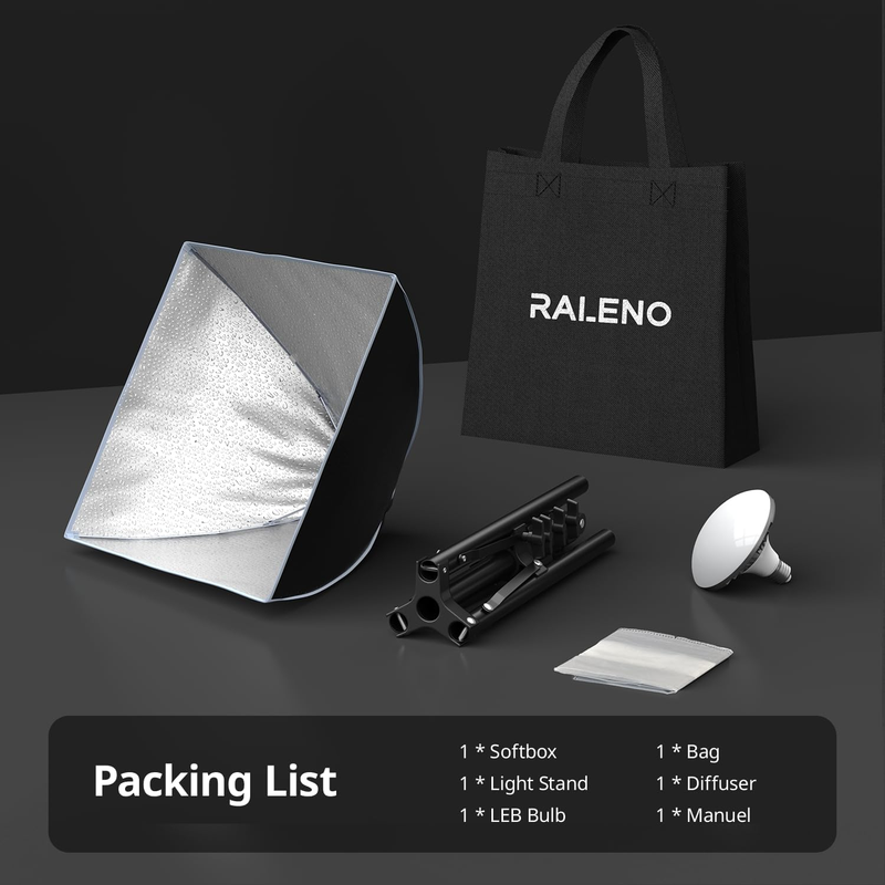 Softbox Lighting Kit, 16x16in Photography Studio Equipment with 5500K 97 CRI LED