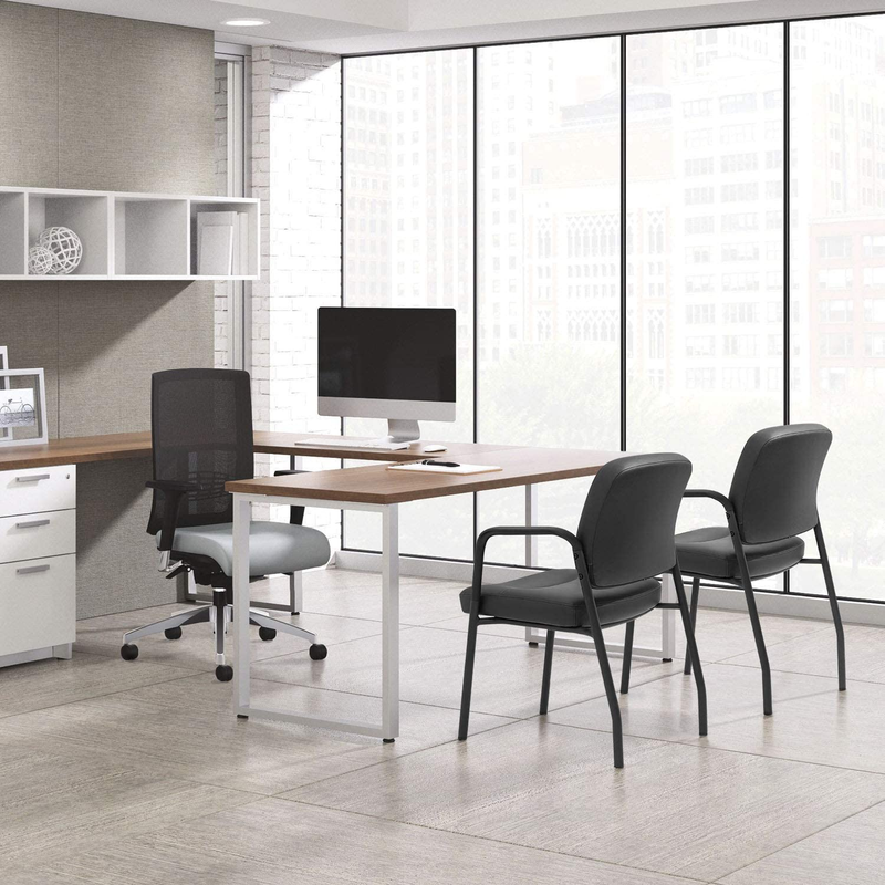 Office Reception Chairs Executive Leather Guest Chairs with Armrest Ergonomic Up