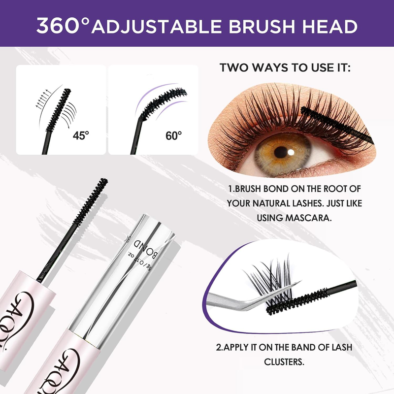 Lash Cluster Glue, Lash Bond and Seal Waterproof, Bond & Seal Lash Glue for Eyel