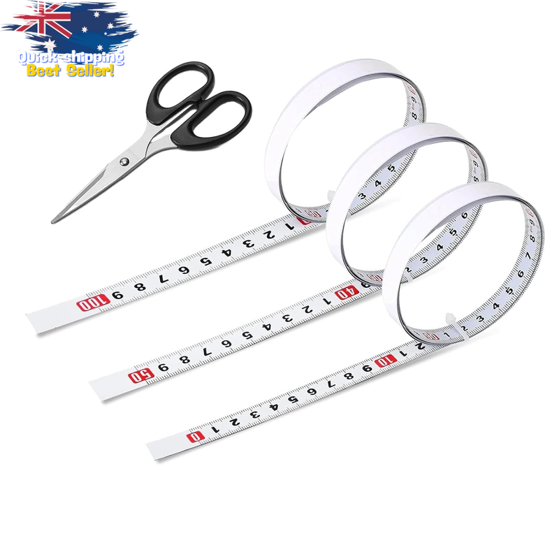 3PCS 1M Self Adhesive Measuring Tape, Metric Metal Ruler for Woodworking, DIY