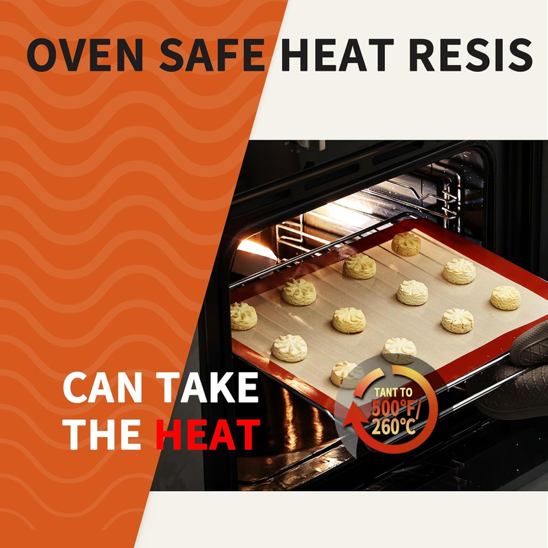 2-Pack Silicone Baking Mat, 16.5"x11.6" Reusable Silicone Baking Sheets for Oven