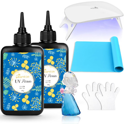 Upgraded UV Resin Kit with Light- 200G Clear Hard UV Cure Epoxy Resin Su