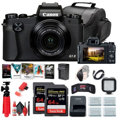 Canon PowerShot G1 X Mark III Digital Camera (2208C001) + 2 x 64GB Cards + More