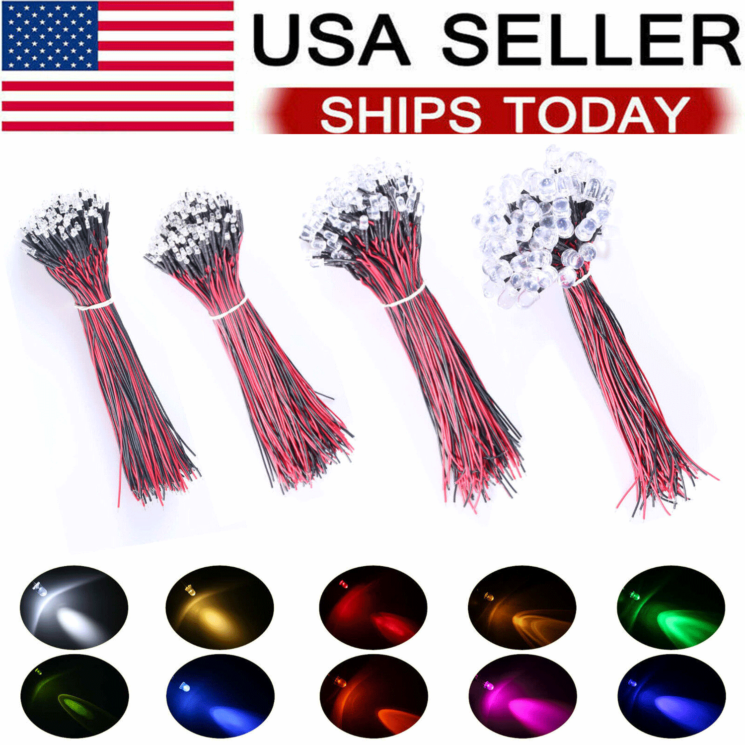 5/10Pcs New 3mm 5mm Pre Wired LED DC9-12V Lights Emitting Diodes