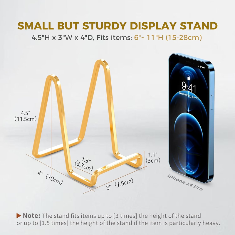 Plate Holder Easel Display Stand - 4.5 inch Metal Plate Stands for Display - Tab