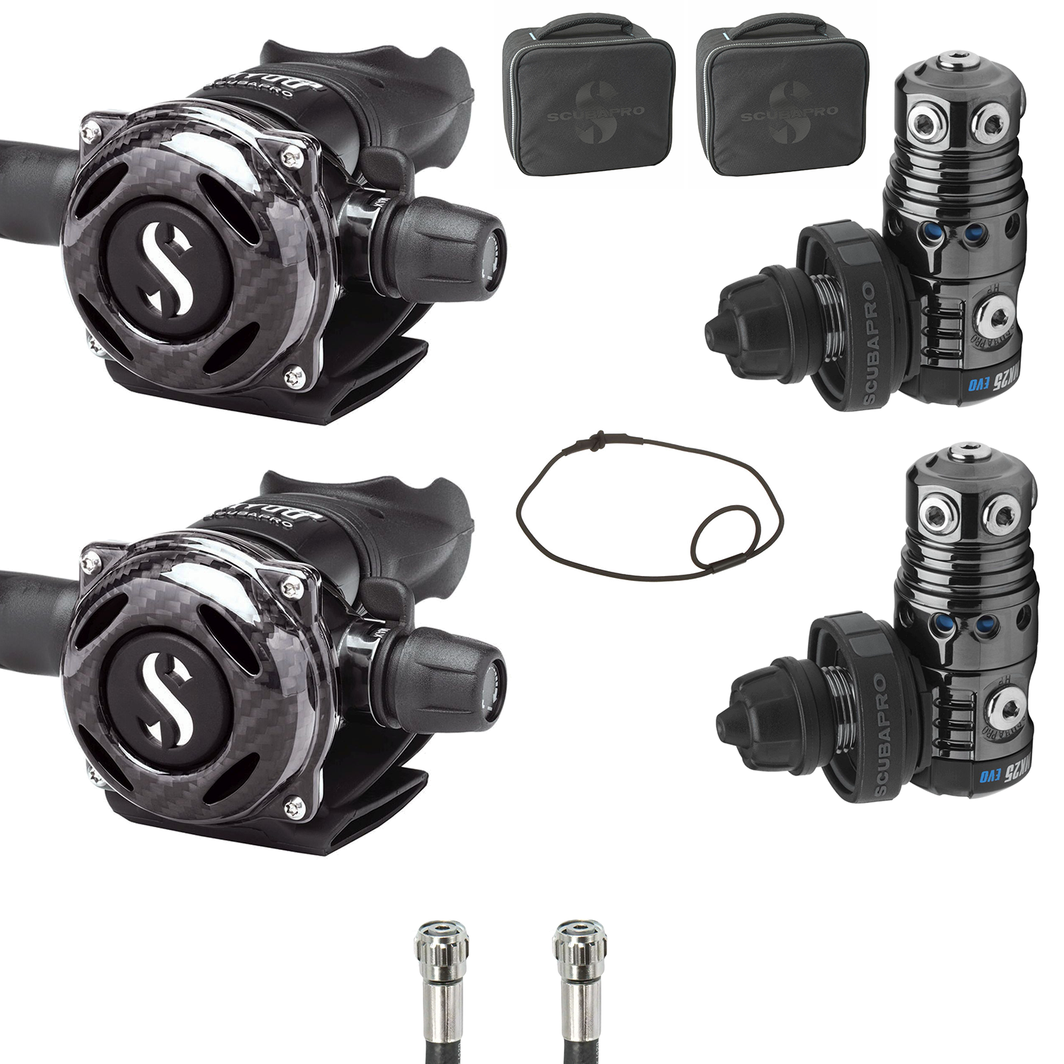 Scubapro MK25 EVO Black Tech - A700 Carbon Black Tech Doppelgeräte Set DIN  SF-1