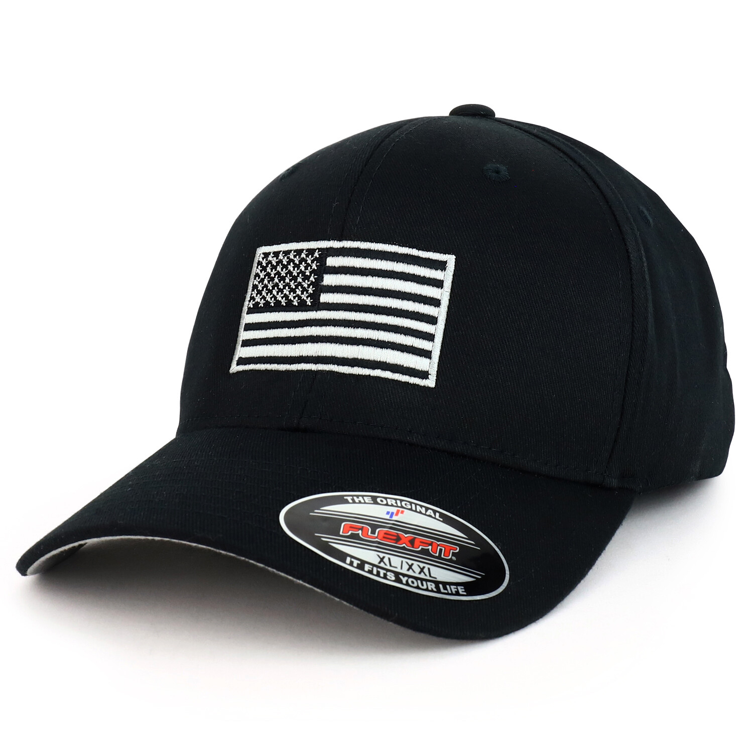 USA American Flag Embroidered Flexfit Cap Fits Up to 4XL - F