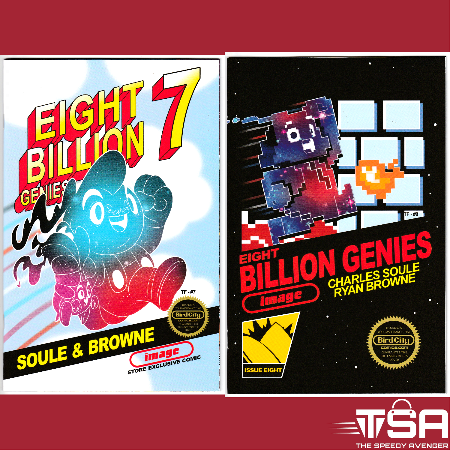 EIGHT BILLION GENIES #7+8 Trish Forstner Super Mario Homage Variants Slipcovers