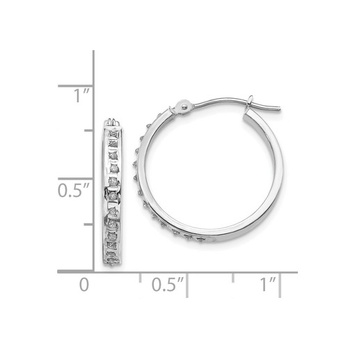 Pre-owned Goldia 14k White Gold Round Diamond Small 21mm Circle Hinged Hoop Earrings 0.01 Ct.