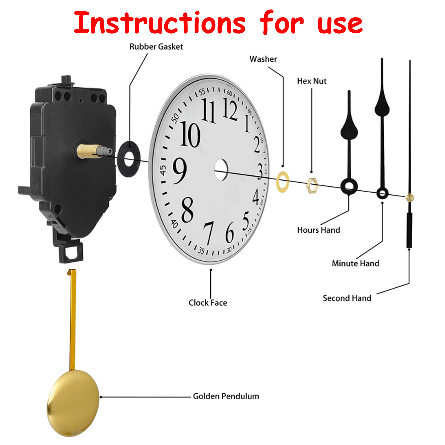 DIY Quartz Wall Clock Pendulum Swing Movement Mechanism Kit Chime Repair Parts