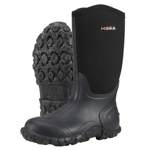 HISEA Men Neoprene Rain Boots Waterproof Insulated Hunting Fishing Mud Work Boot