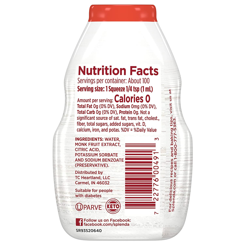Monk Fruit Liquid Zero Calorie Sweetener Drops, 3.38 Fl Oz Bottle (Pack of 1)