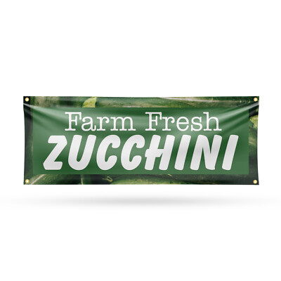 Farm Fresh Zucchini Vinyl Banner Sign with Metal Grommets Heavy-Duty