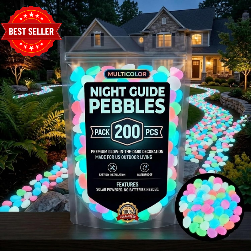 200Pcs Colorful Glow in the Dark Pebbles for Garden Walkway，Luminous Decorative