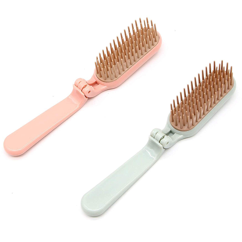 2 Pack Folding Hair Combs Hair Brush Compact Pocket Size Travel Purse Locker , B