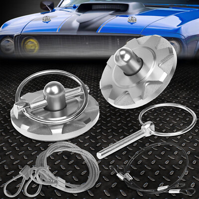 ПАРА СЕРЕБРЯНЫХ АЛЮМИНИЕВЫХ КАБЕЛЕЙ JDM COSMETIC MODS ИЗ АЛЮМИНИЯ РАЗМЕРОМ 60 x 28 ММ С БУЛАВКАМИ ДЛЯ ВЫТЯЖКИ И ЛЕНТОЙ