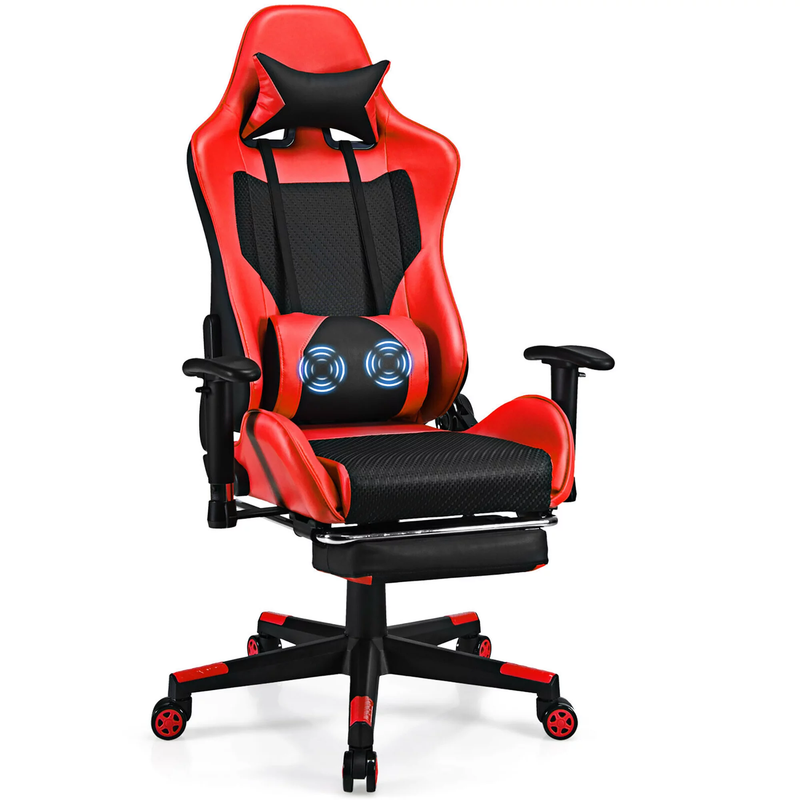 Ergonomic & Lumbar Support Swivel Gaming Chair, Red