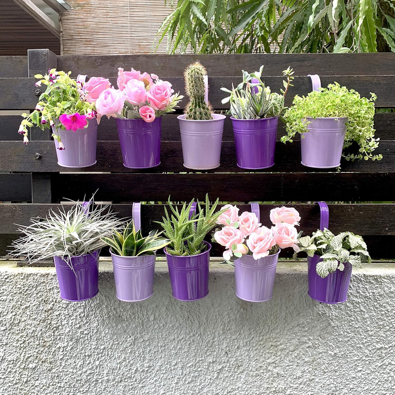 Lalagreen Hanging Planter Outdoor - 10 Pack, 4 Inch Fence Planters Outdoor Purpl