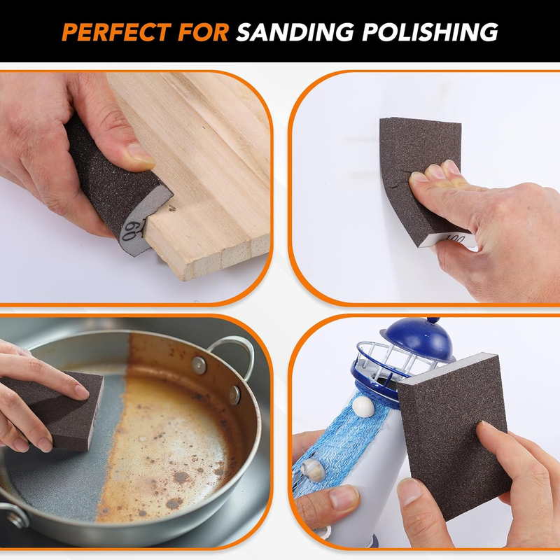 16 Pack Sanding Block, Sanding Sponges of 60/80/100/120/180/220/320/400 Grit Was