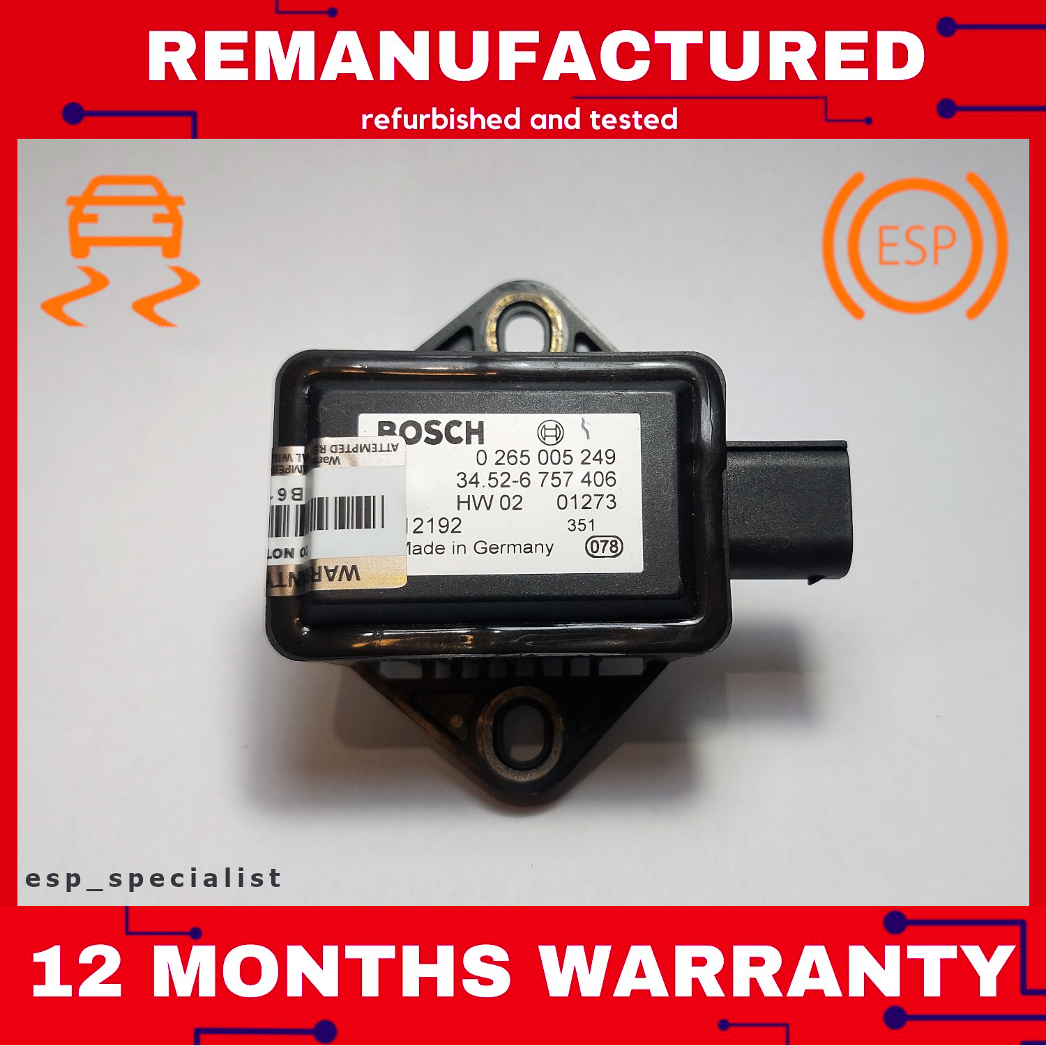 BMW 7 ( E65 E66 ) DSC sensor ESP Yaw Rate Sensor 34526757406