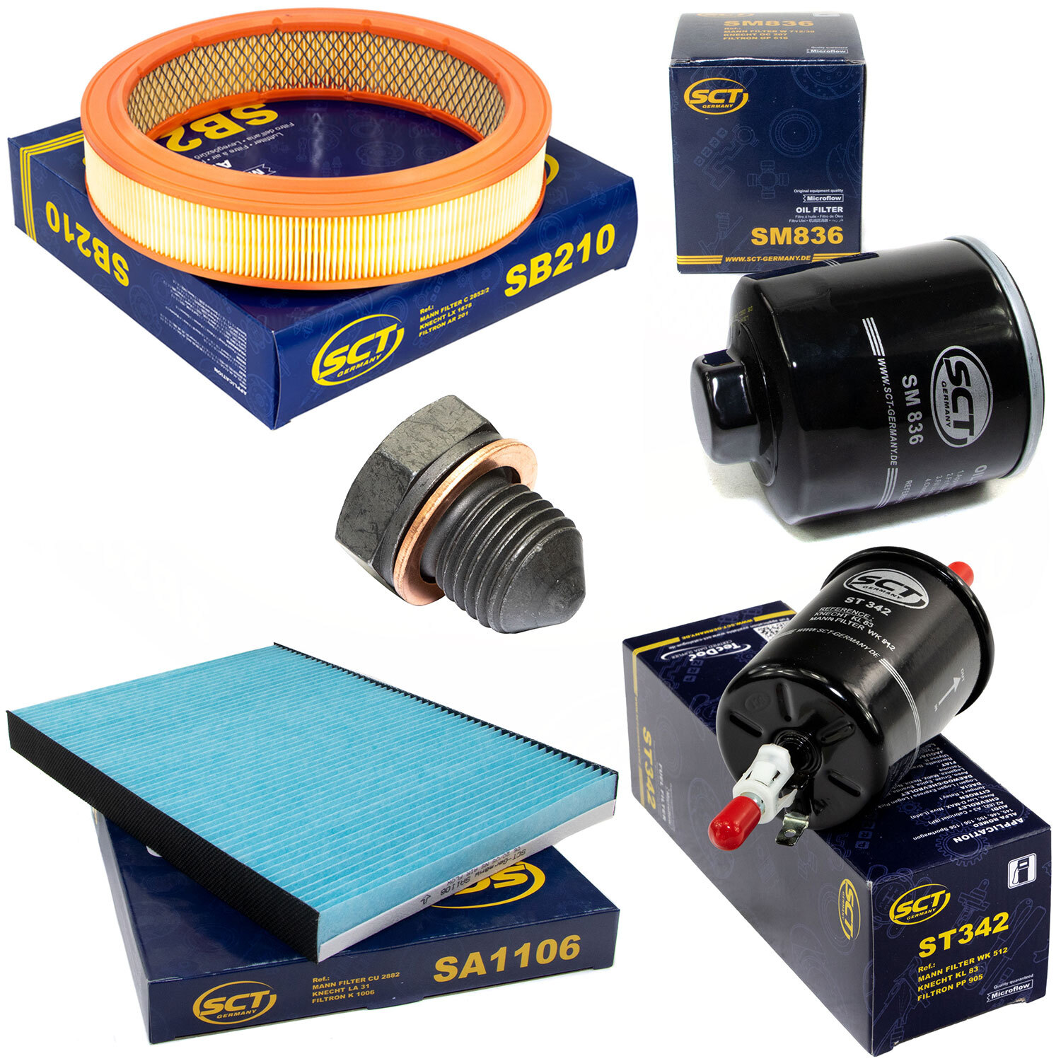 Filter Set Kraftstoff-ÖL-Luft-Innenraum + Schraube für Seat Ibiza VW Polo Lupo