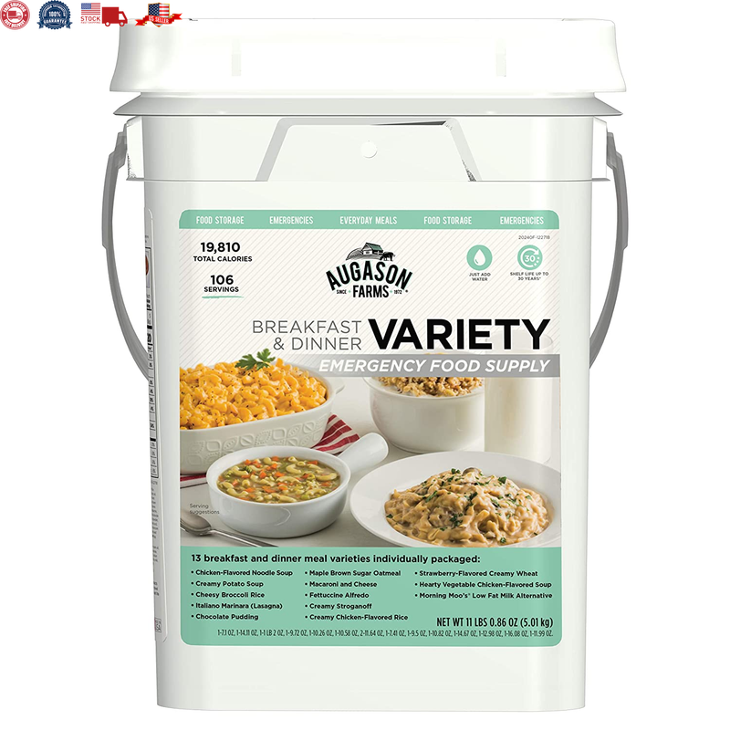Long-Lasting Emergency Food Supply Variety Pail 106 Servings 4 Gallon