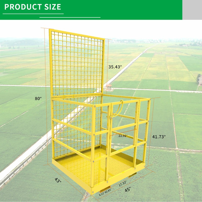 45x43 Inch Forklift Safety Cage Basket Man Work Stand Platform 1300LBS Capacity