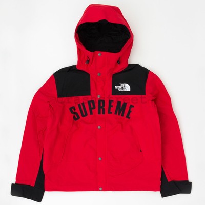 north face arc logo mountain parka red 