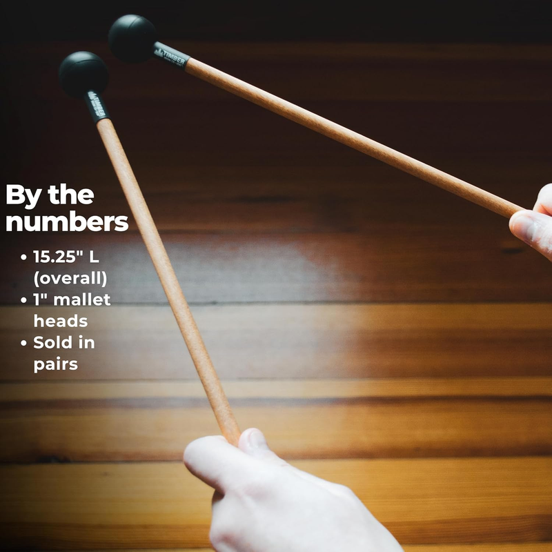 Soft Rubber Percussion Mallets for Tongue Drum or Keyboard Music, Birch Handles 