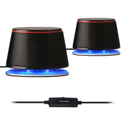 Sanyun SW102 Computer Speakers, 5Wx2, Deep Bass in Small Body, Stereo 2.0 USB Po