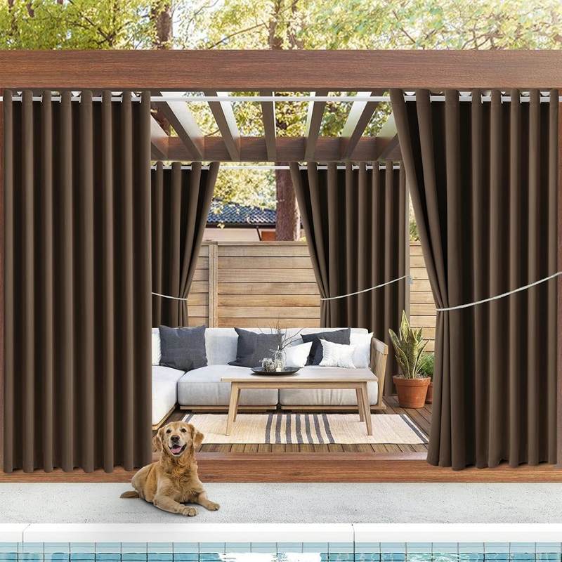 Waterproof Outdoor Curtain W105 X L108 - Grommet Top Sunlight Blocking Window Treatment Drapes Blackout Curtains for Home Bedroom Living Room Outdoor Patio Porch Pergola Cabana Gazebo (2 Panels)