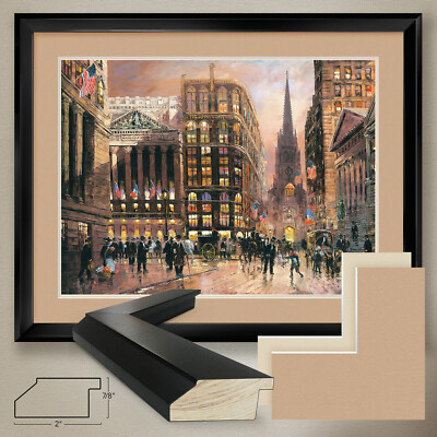40W''x32H'' WALL STREET, 1890 by ROBERT LEBRON - NYC DOUBLE MATTE, GLASS and FRAME