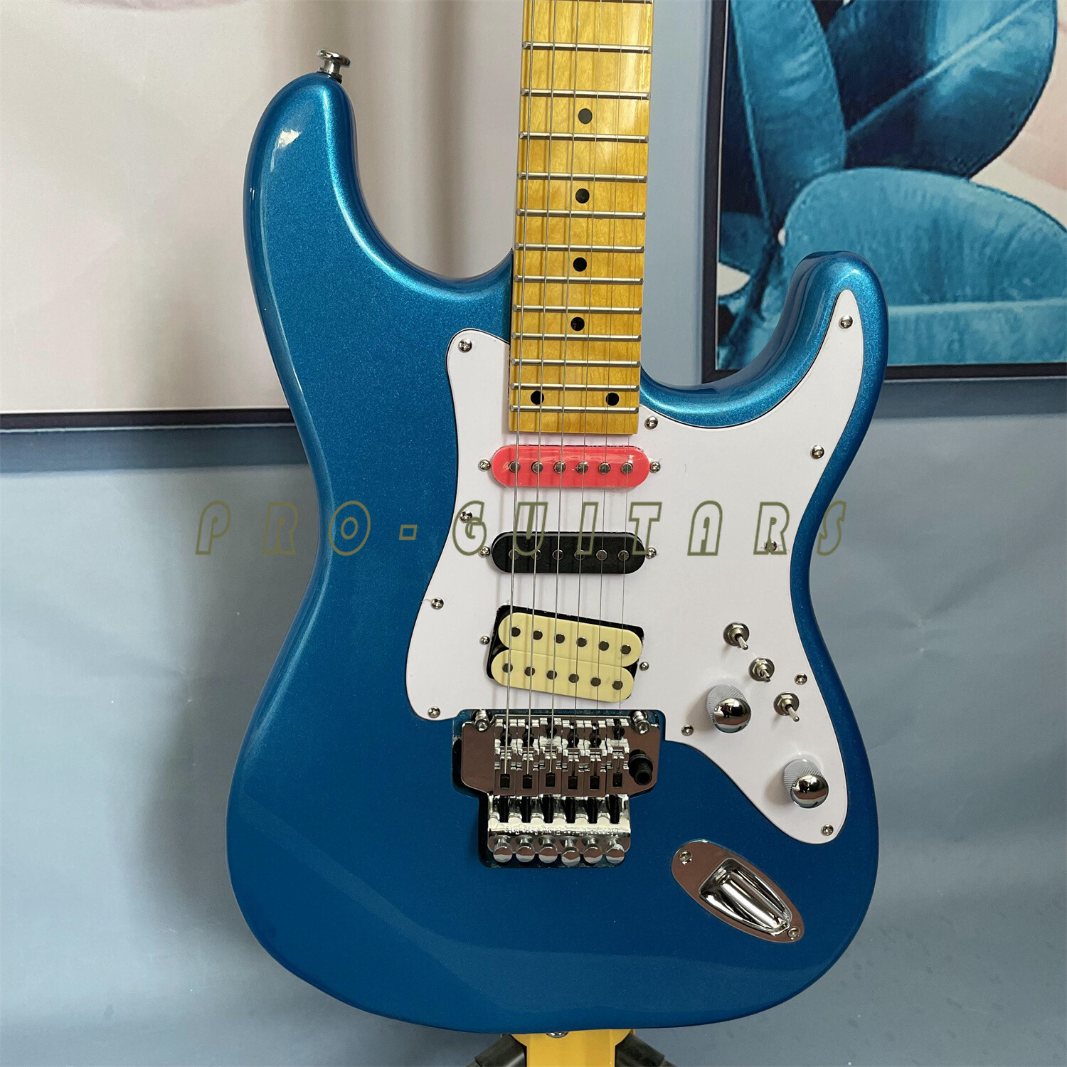 Custom Electric Guitar Hurricane ST Metallic Blue Solid Body