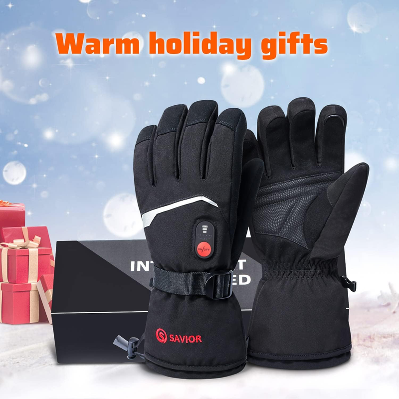 Battery Heated Gloves-Men&Women Electric Waterproof Motorcycle Gloves with Touch